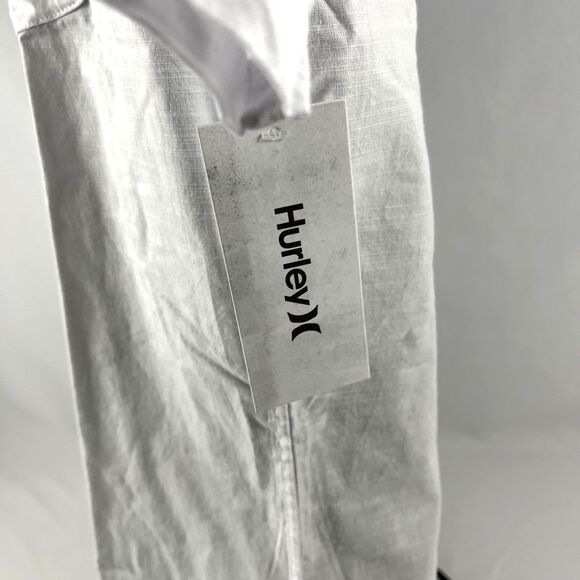 New Mens Hurley Short Sleeve Button Down White Cotton Shirt Sz M NWT OAO 2.0 - Picture 4 of 9